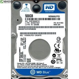 Жесткий диск WD Original SATA-III 500Gb WD5000LPCX Blue (5400rpm) 16Mb 2.5"  купить в новосибирске. adutor.ru