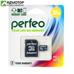 Карта памяти Perfeo 32Gb microSD High-Capacity (Class 10) с адаптером PF32GMCSH10A купить в новосибирске. adutor.ru